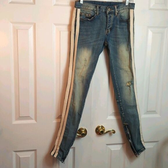 MNML Distressed Zipper Jeans Sz 29 - Picture 1 of 9